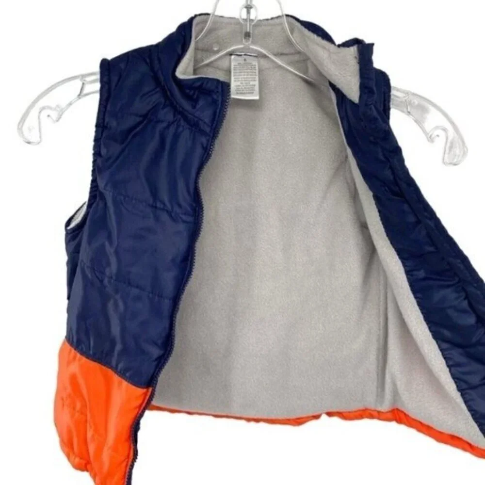 Blue and Orange Colorblock Puffer Vest Jacket